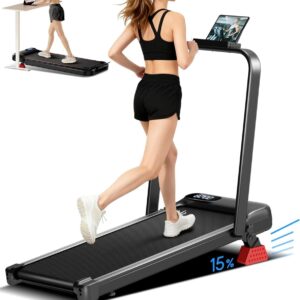 UMAY - 2,5 PS Laufband für zu Hause, schützt Ihre Knie mit dreifacher Dämpfung, | Schräglage, mit Fernbedienung